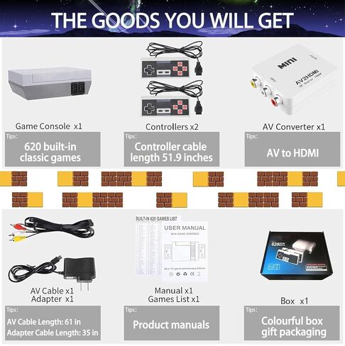 ANGFA Retro Gaming Console Built-in Classic 620 Games in Kuwait