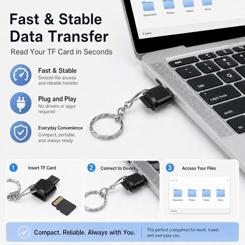 USB C SD Card Reader, Micro SD TF Memory Card Reader with USB C to USB Adapter for SD SDHC SDXC and TF Cards, Compatible with Phone 17 16 15 Pad acBook Galaxy Phones and Laptops,Black in Kuwait