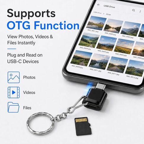 USB C SD Card Reader, Micro SD TF Memory Card Reader with USB C to USB Adapter for SD SDHC SDXC and TF Cards, Compatible with Phone 17 16 15 Pad acBook Galaxy Phones and Laptops,Black in Kuwait