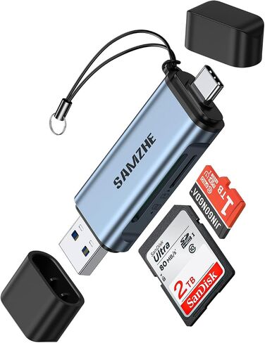 SAMZHE SD Card Reader USB C, USB 3.0 Micro SD Card Reader 2 in 1 Memory Card Reader for MicroSD SDHC SDXC Compatible with PC Computer MacBook Laptop iPad iPhone 17 16 15 Pro/Pro Max in Kuwait