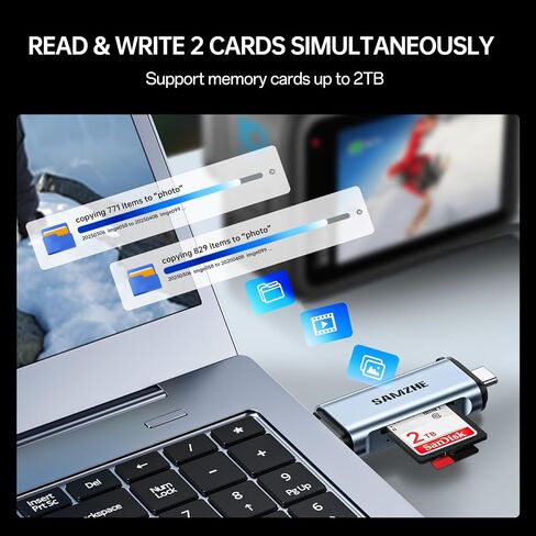 SAMZHE SD Card Reader USB C, USB 3.0 Micro SD Card Reader 2 in 1 Memory Card Reader for MicroSD SDHC SDXC Compatible with PC Computer MacBook Laptop iPad iPhone 17 16 15 Pro/Pro Max in Kuwait