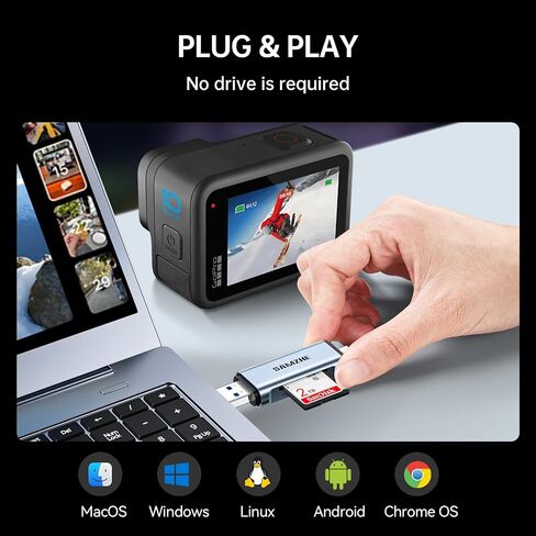 SAMZHE SD Card Reader USB C, USB 3.0 Micro SD Card Reader 2 in 1 Memory Card Reader for MicroSD SDHC SDXC Compatible with PC Computer MacBook Laptop iPad iPhone 17 16 15 Pro/Pro Max in Kuwait