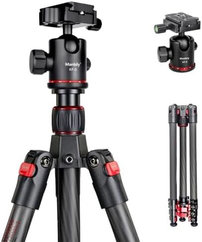 Manbily Carbon Fiber Tripod with 36mm Ball Head, 59.8" Travel Tripods with Metal Flip Buckle for Camera, Max Load 22lbs in Kuwait