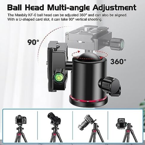 Manbily Carbon Fiber Tripod with 36mm Ball Head, 59.8" Travel Tripods with Metal Flip Buckle for Camera, Max Load 22lbs in Kuwait