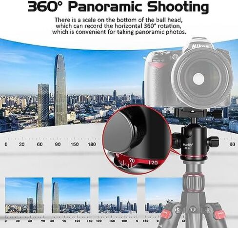 Manbily Carbon Fiber Tripod with 36mm Ball Head, 59.8" Travel Tripods with Metal Flip Buckle for Camera, Max Load 22lbs in Kuwait