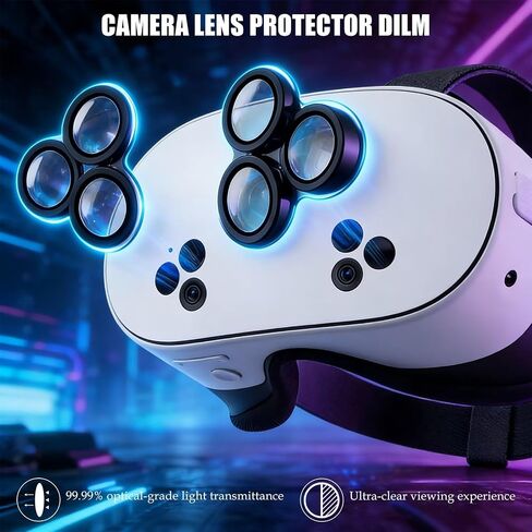 (New) HD Camera Lens Protector Film Fit for Meta/Oculus Quest 3s, VR Accessories Anti-scratch Lens Cover, 9H Tempered Glass, Alloy Frame, 2pcs in Kuwait