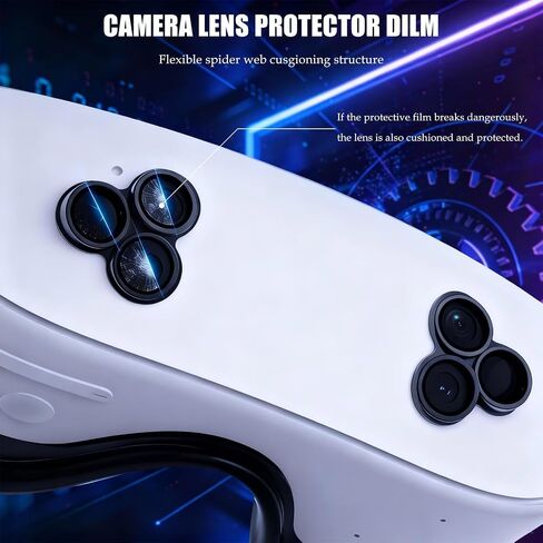 (New) 2pcs Camera Lens Protector Cover Compatible for Meta Quest 3S Accessories, 9H Tempered Glass, Alloy Frame, Anti-Scratch, High Definition, Full Protection in Kuwait