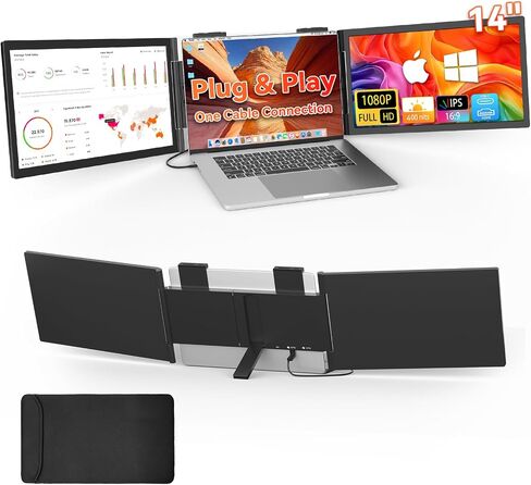 14" 1080P Laptop Screen Extender, One Cable Connetion (Windows & Mac) in Kuwait