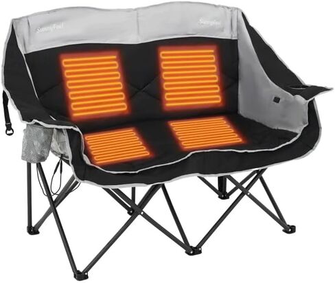 SUNNYFEEL Heated Double Camping Chairs Padded Loveseat with 3 Heat Levels in Kuwait