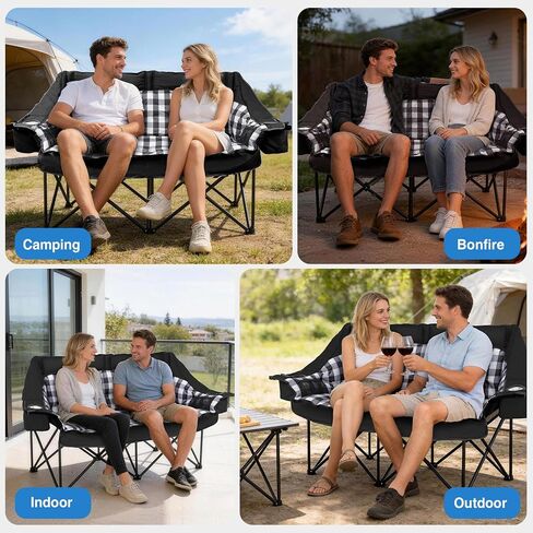 Suteck Padded Double Camping Chair Loveseat Couch with 2 in 1 Pockets in Saudi Arabia