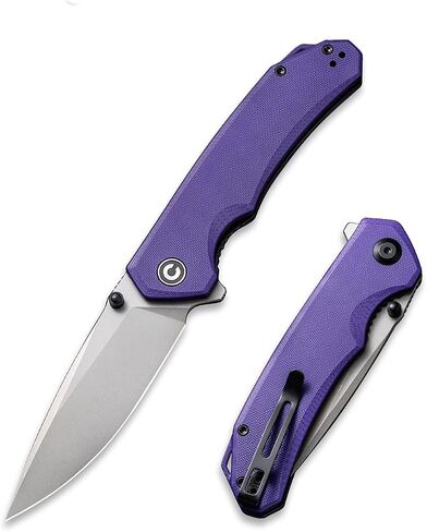 CIVIVI Brazen Folding Pocket Knife,3.5-Inch 14C28N PlainEdge Blade,Outdoor Camping Hiking Knife with Thumb Stud and Flipper opener,G-10 Handle Tool for EDC C2102A (Purple) in Saudi Arabia