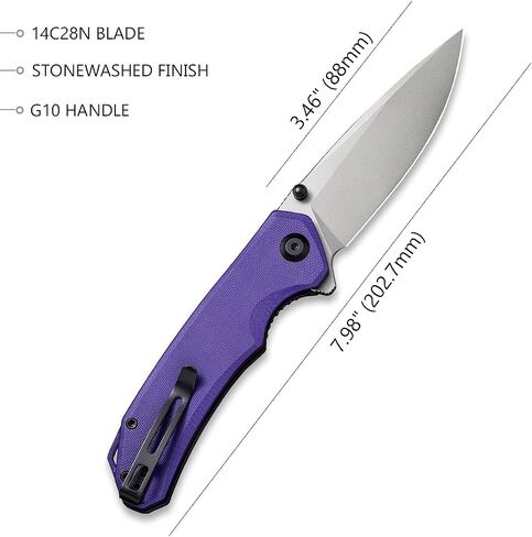 CIVIVI Brazen Folding Pocket Knife,3.5-Inch 14C28N PlainEdge Blade,Outdoor Camping Hiking Knife with Thumb Stud and Flipper opener,G-10 Handle Tool for EDC C2102A (Purple) in Saudi Arabia