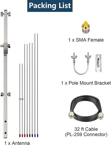Yagi Antenna for Ham Radio Dual Band 2m 70cm VHF UHF (136-174/400-470MHz) 5 Element U2V3 Outdoor Directional Base Antenna with 32ft Cable for 2 Meter 144 MHz Handheld Repeater Satellite in Kuwait