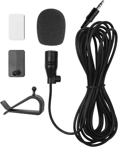 Car Microphone 3.5mm TRS External Mic for Bluetooth Car Stereo, Hands-Free Microphone for Android Head Unit, GPS Radio & DVD Player, Plug and Play with 3M Cable, Clip & Adhesive Mount in Saudi Arabia