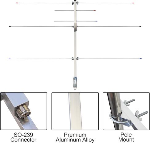 Yagi Antenna for Ham Radio Dual Band 2m 70cm VHF UHF (136-174/400-470MHz) 5 Element U2V3 Outdoor Directional Base Antenna with 32ft Cable for 2 Meter 144 MHz Handheld Repeater Satellite in Kuwait