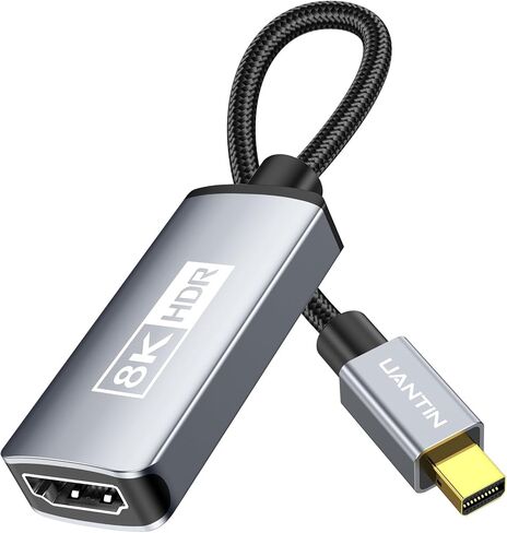 UANTIN Mini DisplayPort to HDMI Adapter | 4K High-Speed Thunderbolt 2 (DP) Male to HDMI Female Braided Converter, Mini Display Port Compatible for MacBook Air/Pro, Mac mini, Surface Pro/Dock in Kuwait
