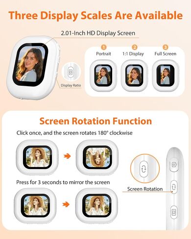 Selfie Monitor Screen for iPhone & Android, Magnetic Back Camera Monitor in Kuwait