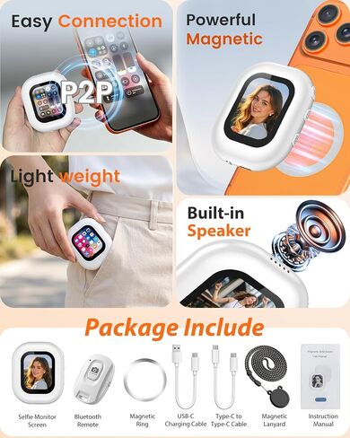 Selfie Monitor Screen for iPhone & Android, Magnetic Back Camera Monitor in Kuwait