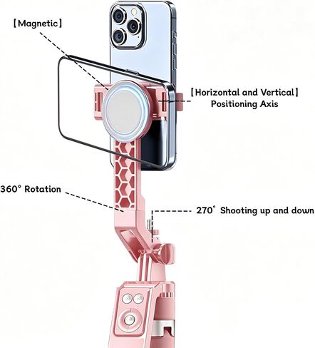 72" Pink Dual Phone Selfie Stick Tripod with Remote, MagSafe & Clip in Kuwait