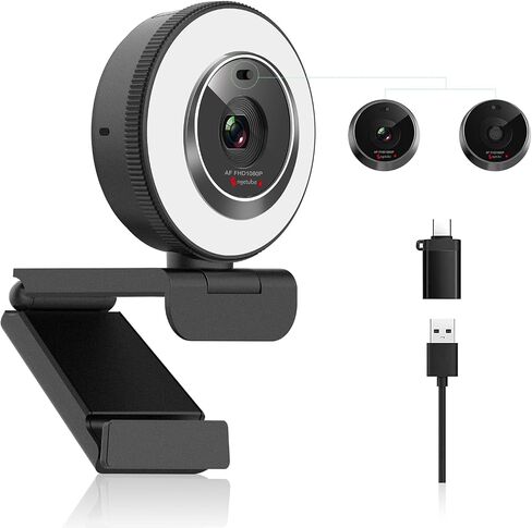 Angetube 1080P USB Webcam with Ring Light Autofocus & Microphone for PC Mac in Kuwait