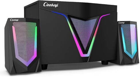 2.1 USB-Powered Computer Speaker with Subwoofer,PC Speakers with subwoofer-Dual 4.7'' mid-Treble Full-Range Satellites for PC,Speaker with Dynamic RGB,Up to 16W, 3.5mm Inputs in Kuwait