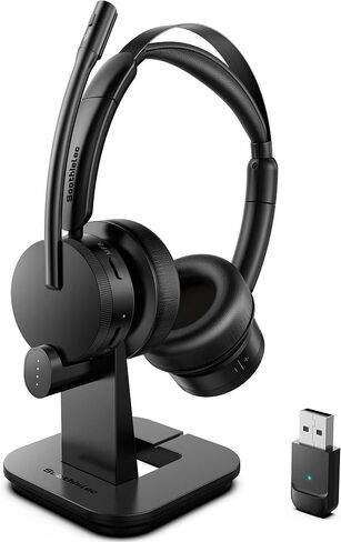 Wireless Headset with Mic for Work, Bluetooth Headset with Microphone for PC, Noise Cancelling Headphones with Mic Mute Button & USB for Call Center/Office/Home/Computer/Laptop/Cell Phones/Teams/Zoom in Kuwait