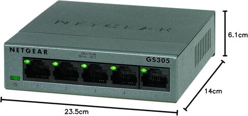 Netgear GS305-100PAS 5-Port Gigabit Ethernet Unmanaged Switch, Desktop, Internet Splitter, Sturdy Metal, Fanless, Plug-and-Play (GS305) in Kuwait