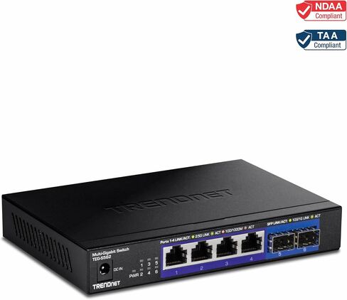 TRENDnet 6-Port Unmanaged Multi-Gig Switch, 4 x 2.5GBASE-T Ports, 2 x 10G SFP+ Ports Fanless, Compact Desktop Design, Metal Housing,Black, TEG-S562 (Renewed) in Kuwait