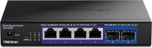 TRENDnet 6-Port Unmanaged Multi-Gig Switch, 4 x 2.5GBASE-T Ports, 2 x 10G SFP+ Ports Fanless, Compact Desktop Design, Metal Housing,Black, TEG-S562 (Renewed) in Kuwait