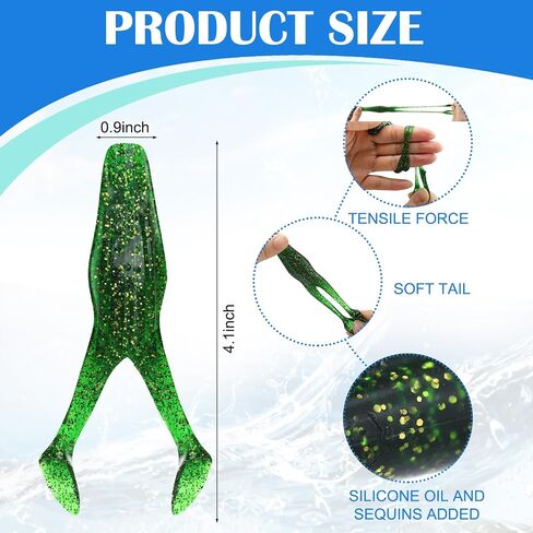 6 Pcs Topwater Frog Lure for Bass Fishing 4.13 Inch Rabbit Frog Fishing Lures Gear Soft TPE Plastic Floating Bait with Weedless Hooks for Freshwater Saltwater Bass Trout in Kuwait