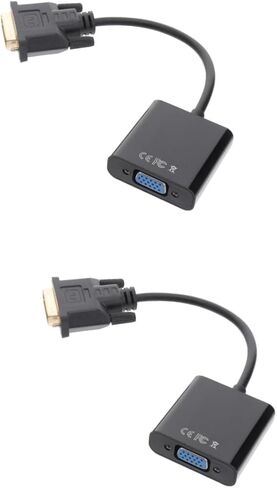 PartyKindom 2pcs to Vga Converter Cable Video Adapter Male to Vga Female Supports Pc HDTV Black No Driver Required in Kuwait