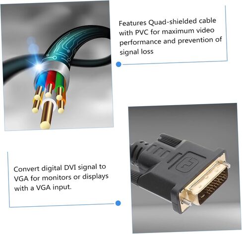 PartyKindom 2pcs to Vga Converter Cable Video Adapter Male to Vga Female Supports Pc HDTV Black No Driver Required in Kuwait