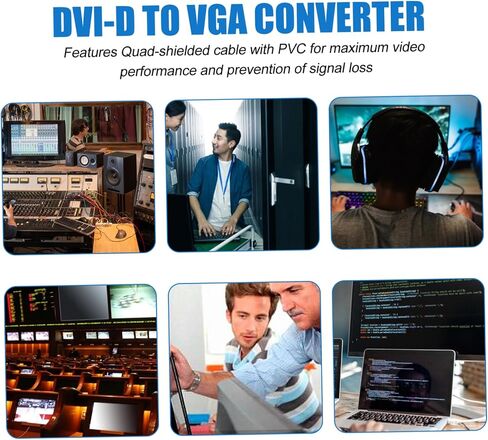 PartyKindom 3pcs Dvi to Vga Adapter Digital to Analog Converter Connect Dvi Vga Displays No Software Needed in Kuwait
