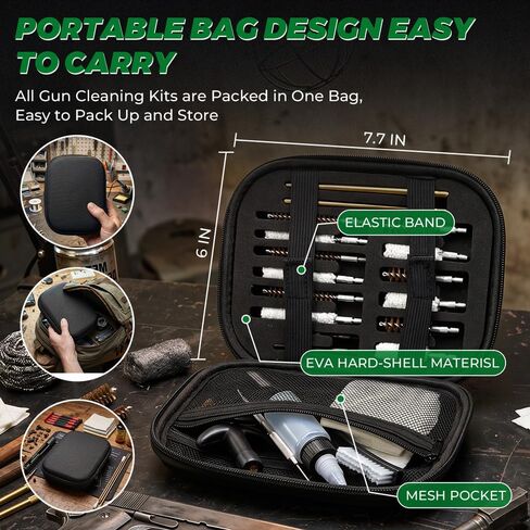 22-in-1 Handgun Cleaning Kit for Most Caliber Firearm - Compact Case Design in Kuwait