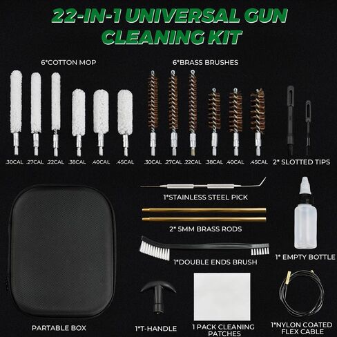 22-in-1 Handgun Cleaning Kit for Most Caliber Firearm - Compact Case Design in Kuwait