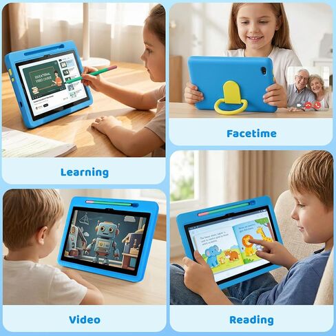 2026 Upgraded Android 16 Kids Tablet, 10 inch Tablet for Kids with 20GB RAM 64GB ROM 1TB Expand, 6000 mAh Battery, Parental Control, UKIDOZ Kids Space, Widevine L1 HD, Protective Case Pen（Blue） in Kuwait
