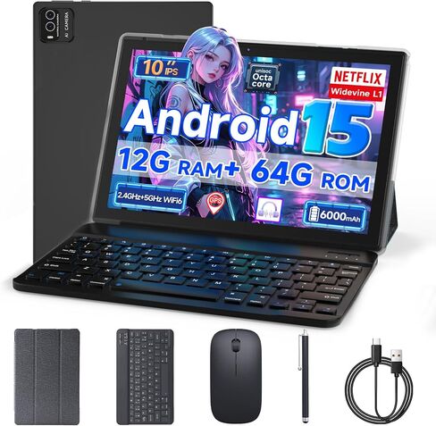 YQSAVIOR 10 inch Tablet with Keyboard, 2 in 1 Tablet, Android 15 in Saudi Arabia