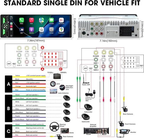 Single Din Car Stereo CarPlay - 6.5" Wireless Android Auto Radio for Truck in Kuwait