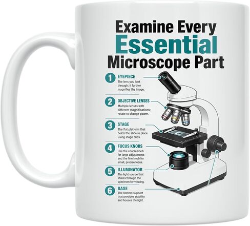 Microscope Parts Guide Mug - Examine Every Essential Part - 11 oz Ceramic in Kuwait