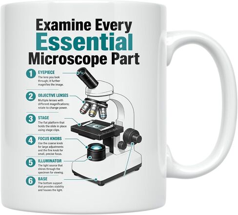 Microscope Parts Guide Mug - Examine Every Essential Part - 11 oz Ceramic in Kuwait