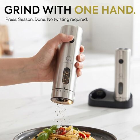 GÜTEWERK Electric Salt and Pepper Grinder Set, Rechargeable, Charging Dock in Kuwait