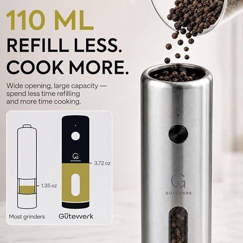 GÜTEWERK Electric Salt and Pepper Grinder Set, Rechargeable, Charging Dock in Kuwait