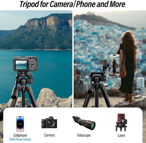 SIRUI Camera Tripod Stand, 70" Tall for Phone, Aluminum DSLR Tripod for Video Recording, Webcam, Telescope, Laser Level, Spotting Scope, Travel with Carry Bag in Kuwait