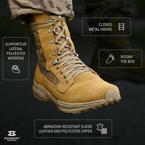 GARMONT TACTICAL T8 NFS 670 Suede Combat Boots, Coyote, Size 8 Wide in Kuwait