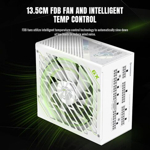 GAMEMAX 1250W 80+ Gold Fully Modular White Power Supply, ATX 3.1 Version with LLC+DC‑DC Circuit, Full‑Range 110–240V, Ultra Silent 135mm HDB Fan, 105°C Mainstream Japanese Capacitors (GX PRO 1250G WH) in Kuwait