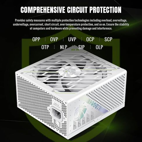 GAMEMAX 1250W 80+ Gold Fully Modular White Power Supply, ATX 3.1 Version with LLC+DC‑DC Circuit, Full‑Range 110–240V, Ultra Silent 135mm HDB Fan, 105°C Mainstream Japanese Capacitors (GX PRO 1250G WH) in Kuwait