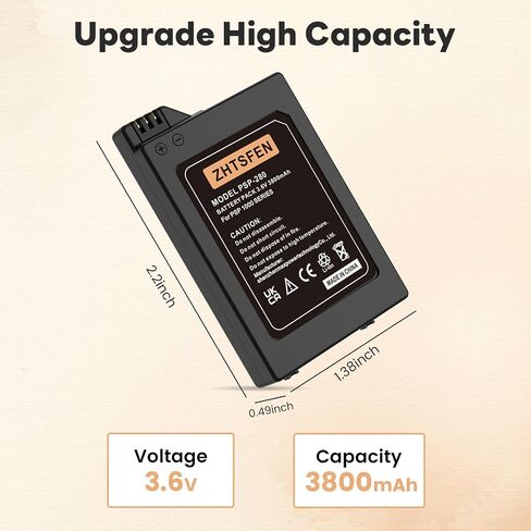 2-Pack (2026 Upgraded) 3800mAh 3.6V Lithium Ion Rechargeable Battery Pack Replacement for Sony PSP 1000 PSP-110 PSP-280, PSP Fat Console Video Games in Kuwait