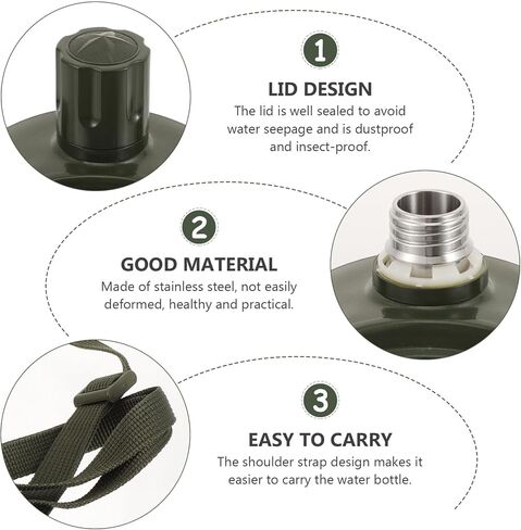 Toddmomy Hiking Military Canteen Lightweight Reusable Kids Water Bottle Camping Water Bottle for Outdoor Travel Portable Wear-Resistant Canteen 6.49 X 5.11 X 1.69 in in Kuwait