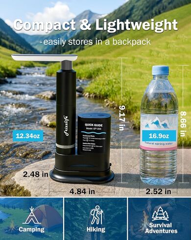 Frizzlife Electric Portable Water Filter for Camping & Emergency, Black in Kuwait