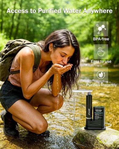 Frizzlife Electric Portable Water Filter for Camping & Emergency, Black in Kuwait